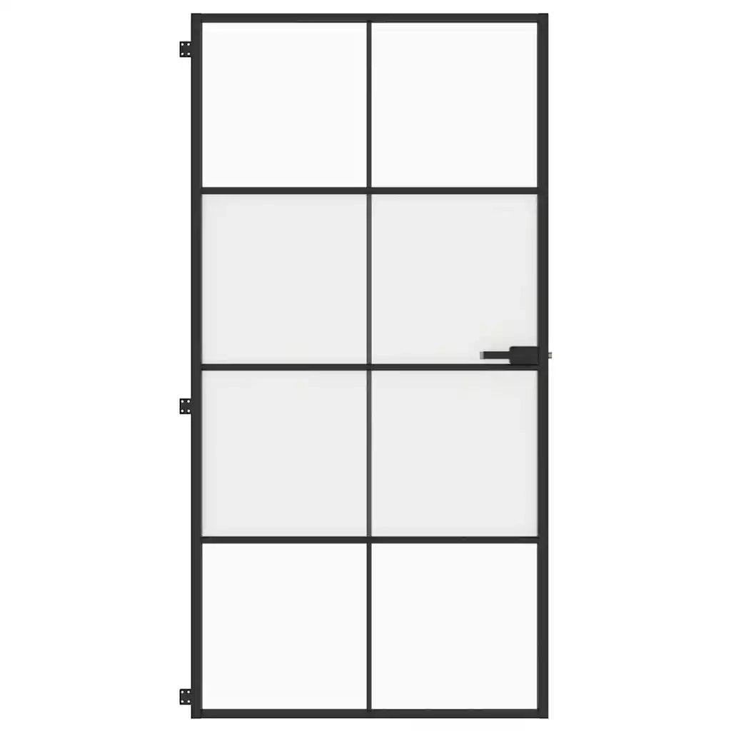 Porta Interni Sottile Nera 102,5x201,5Vetro Temperato Alluminiocod mxl 131720