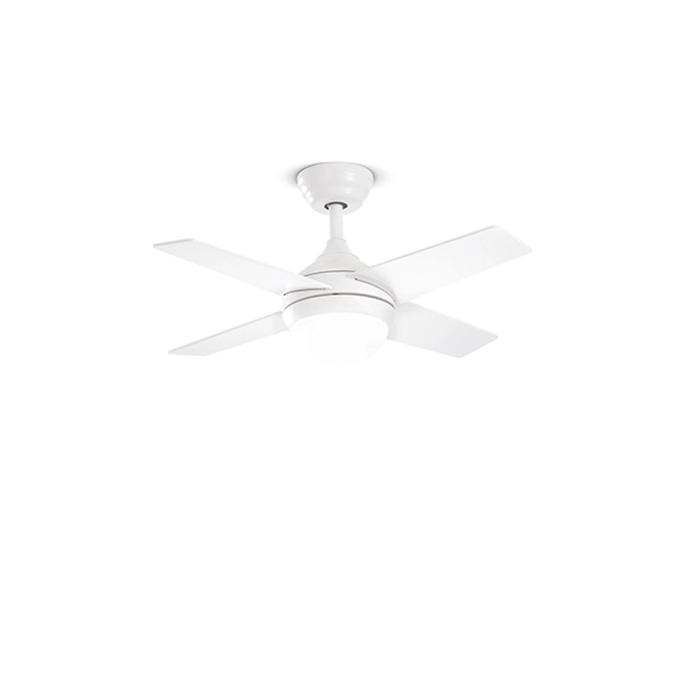 Ventilatore In Metallo Bianco 4 Pale Legno Bianco