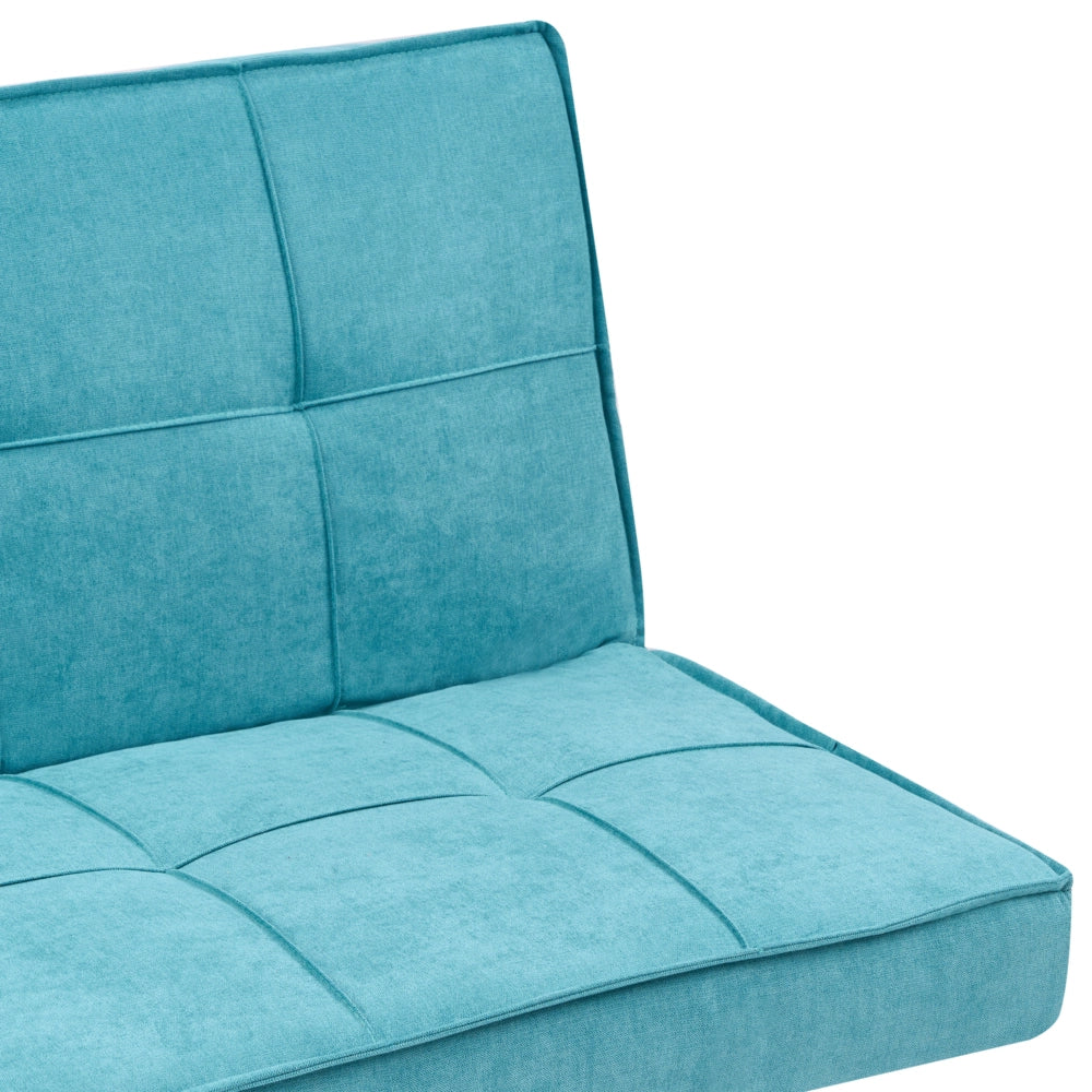 Divano letto in tessuto blu marino a 3 posti con imbottitura trapuntata Letto per ospiti senza braccioli con chiusura a scatto