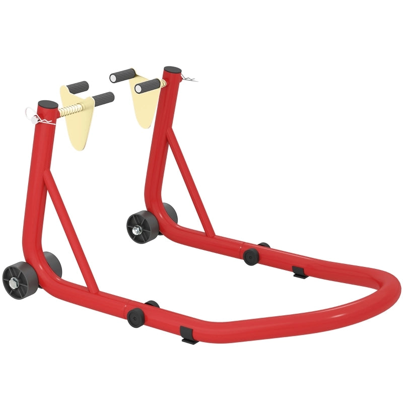 Cavalletto per moto anteriore/posteriore in acciaio, portata 544 kg, regolabile, rosso