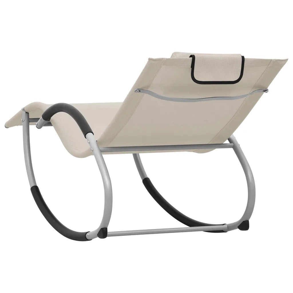 Lettino Prendisole con Cuscino Crema in Textilene 47789