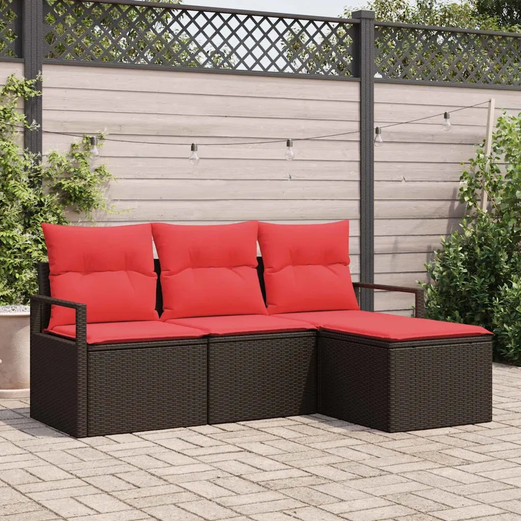 Set di divani 4 pcs Marrone polyrattan