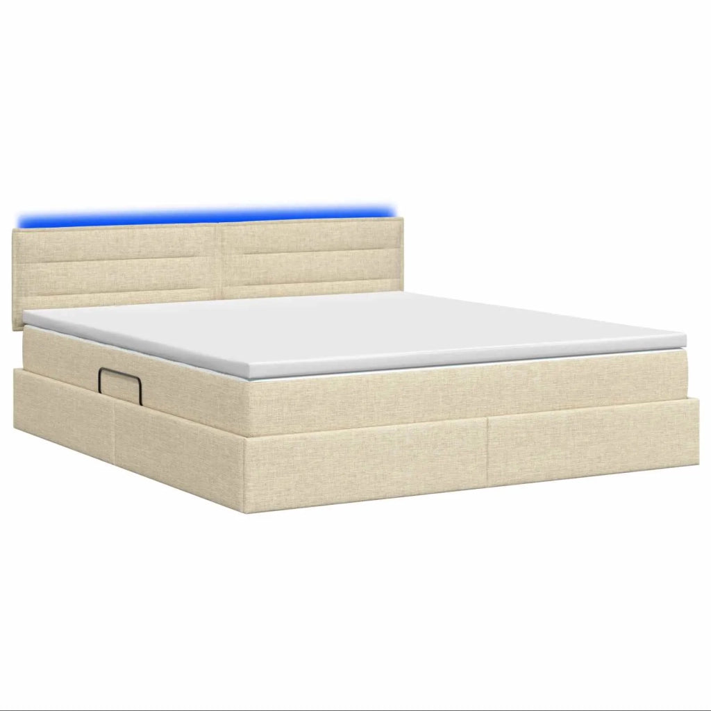 Letto con contenitore LED e materasso Crema 140 x 200 cm 3459007