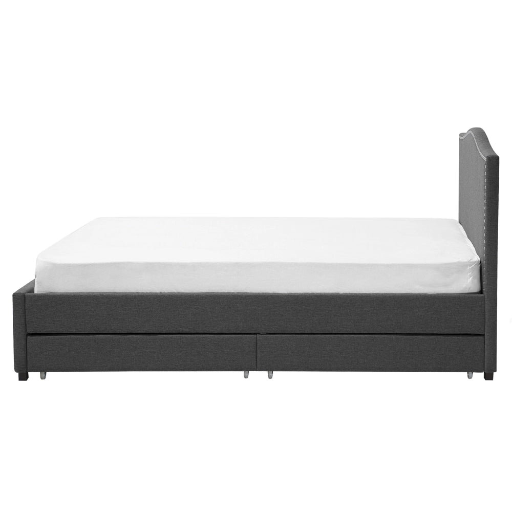 Struttura del letto Cassetto imbottito in tessuto grigio Storage 160 x 200 cm LED Multicolore Design tradizionale