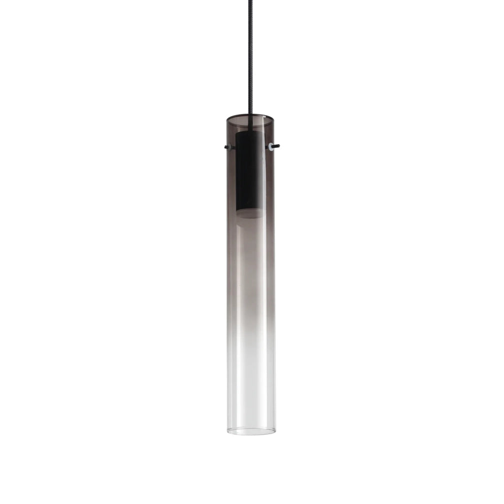 Lampada A Sospensione Flam 1 Luce Led Integrato Nero E Fumè