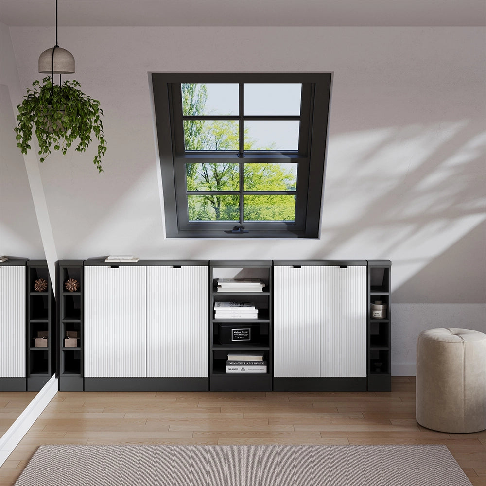 Set di mobili sottotetto Rion Ondulazione bianca/Antracite 210 cm Set di 5 Vicco