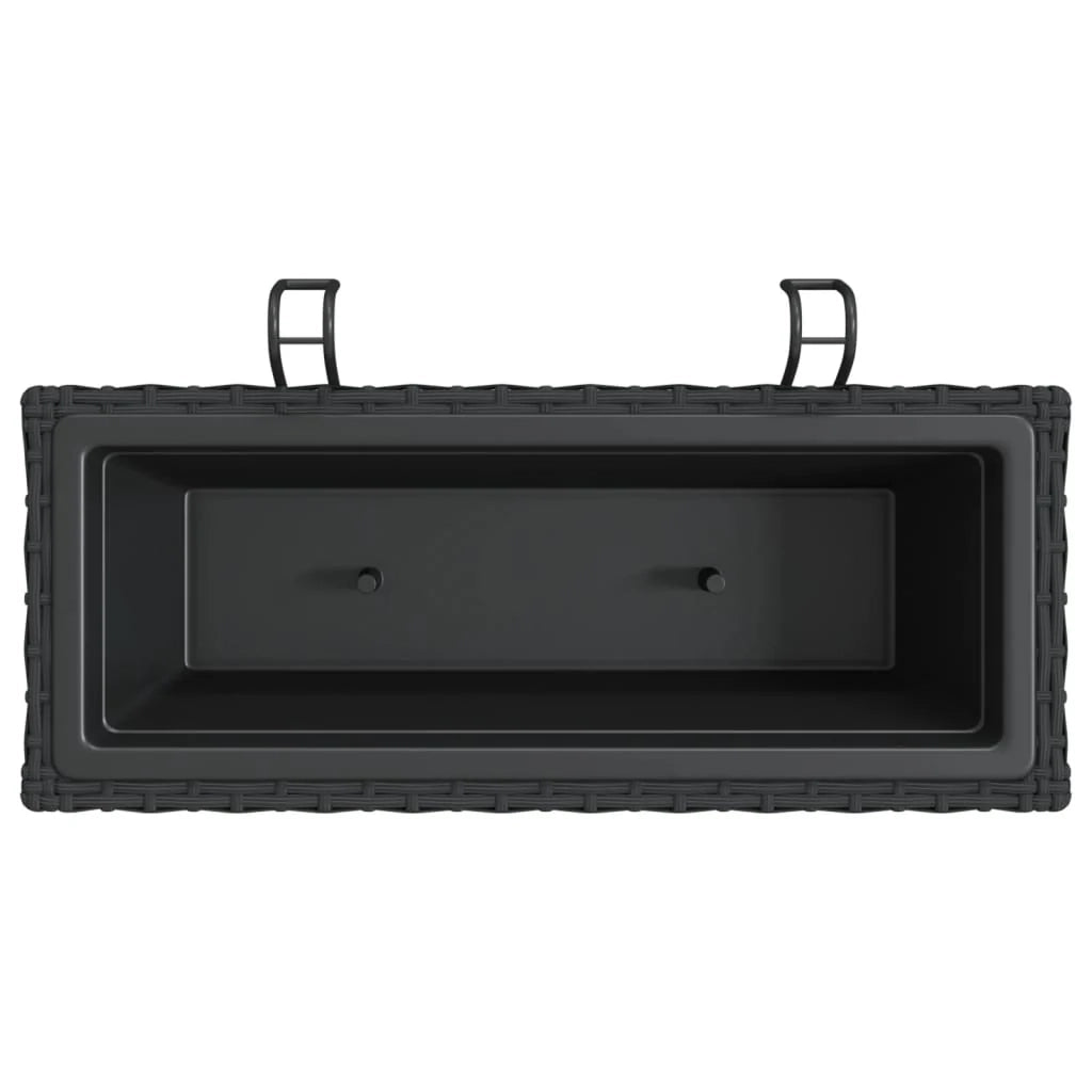 Vassoio per fioriera aiuola rialzata piante fiori giardino terrazze con ganci set di 2 resina intrecciata nera 02_0038867