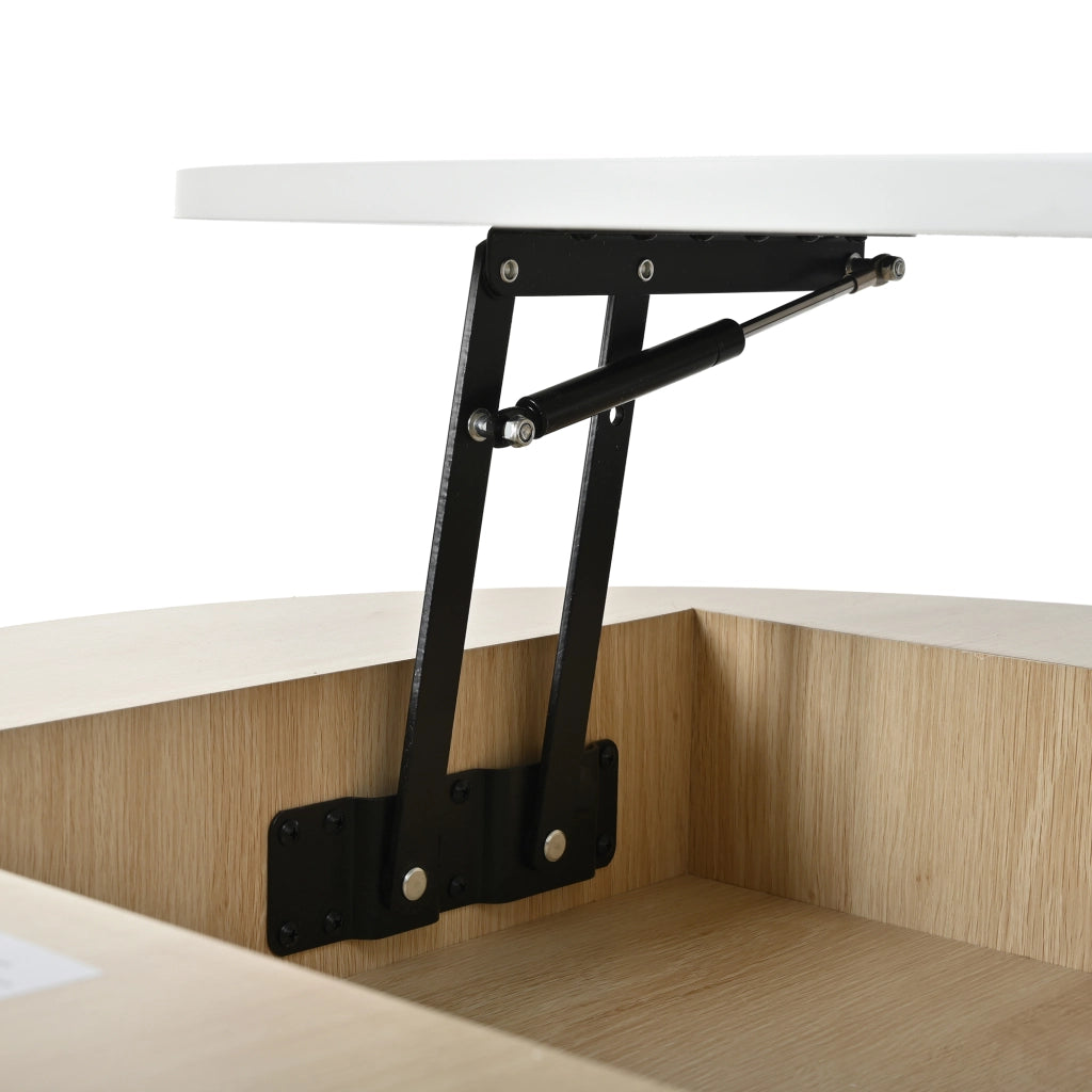 Tavolino da salotto 70x70x56 cm; 60x60x27 cm; piano sollevabile con cassetto; MDF; bianco