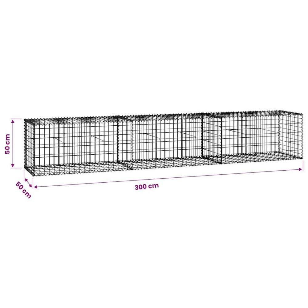 Gabion Wall With Cover 300x50x50 Cm Galvanized Steel