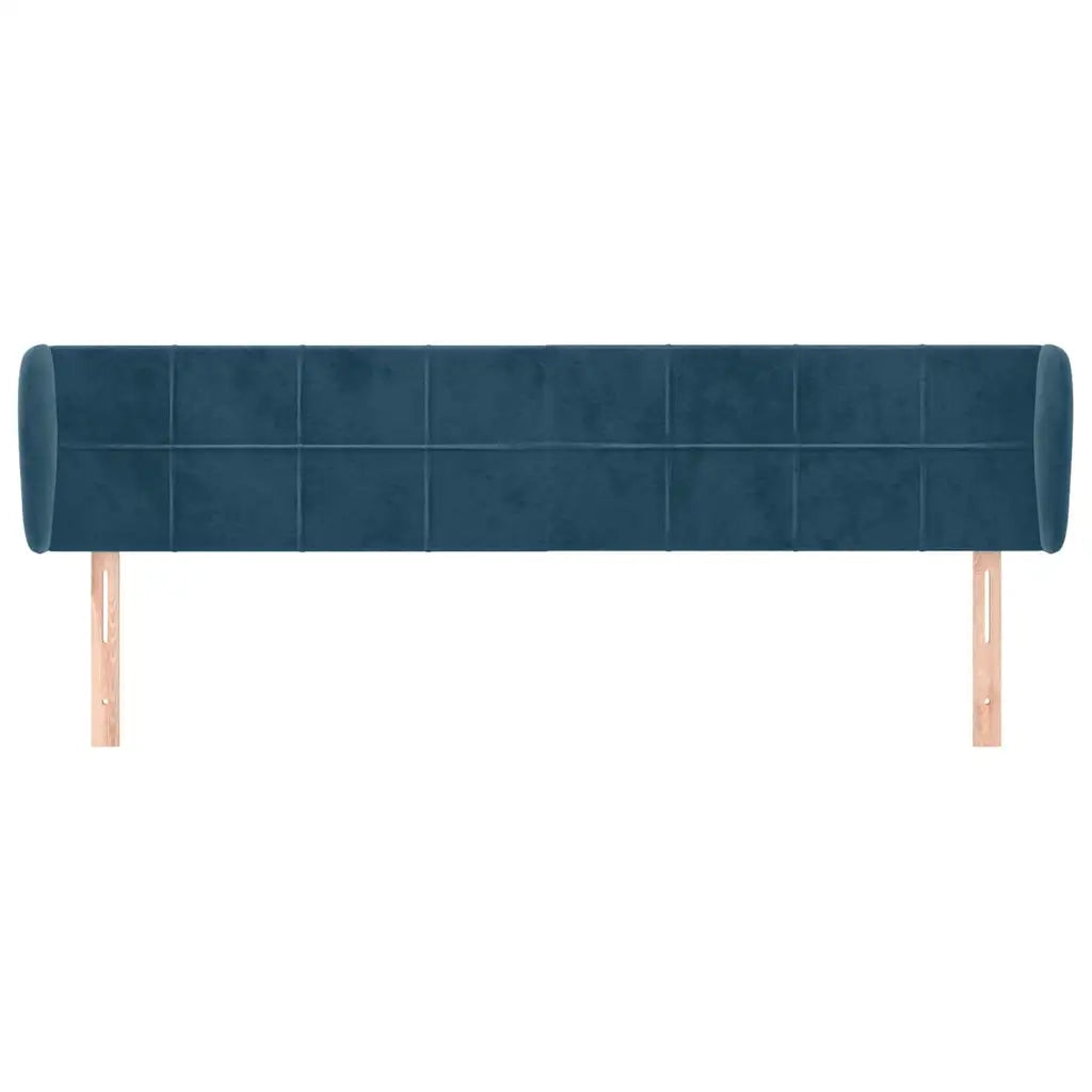 Testiera ad Orecchio-Testata con Orecchie Blu Scuro 183x23x78/88 cm in Velluto 419179