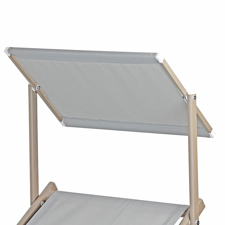 Lettino Prendisole da Giardino 181x60xH39 cm in alluminio ecru Bagnino