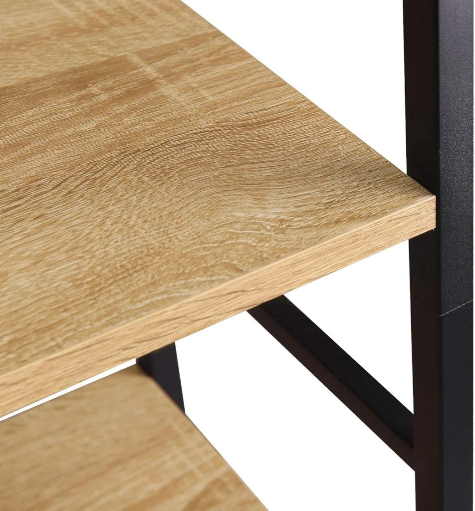 Scaffale Libreria a 6 Livelli, Libreria Verticale Struttura in Metallo, per Soggiorno/Camera da Letto/Studio, 50x30x176cm, Nero + Rovere Chiaro, RGB11hei