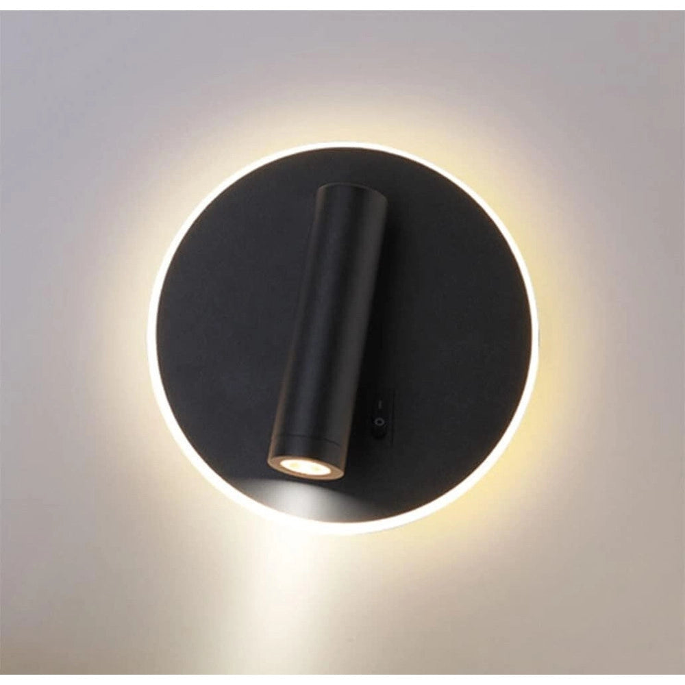 Trade Shop - Applique Led Orientabile Da Parete Doppia Fonte Luminosa 8 Watt Luce Calda 3000k Mr-01 - Nero