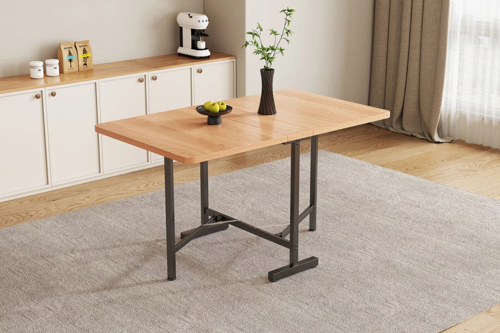 Tavolo da pranzo allungabile pieghevole in MDF colore Quercia bianca americana, portata 60 kg