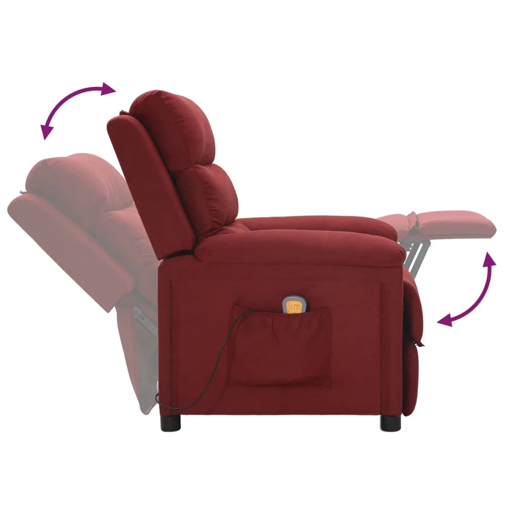 Poltrona Massaggiante Elettrica Rosso Vino in Tessuto 342354