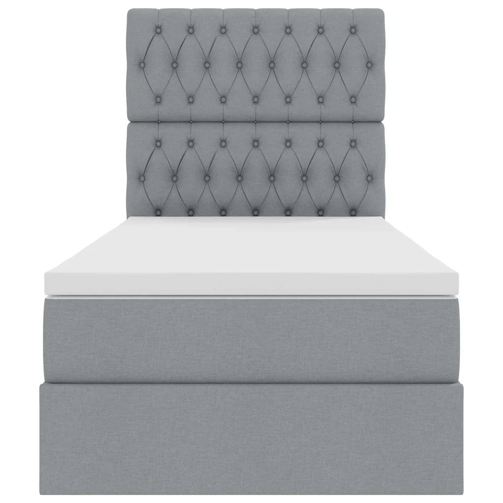 Letto con contenitore e materasso Grigio chiaro 100 x 200 cm