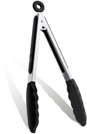 Tang per cucina Resistente al calore - Punta in silicone - Manico in acciaio inossidabile - Superficie antifango - 23 cm - Sicuro per alimenti - Cucina a fuoco lento