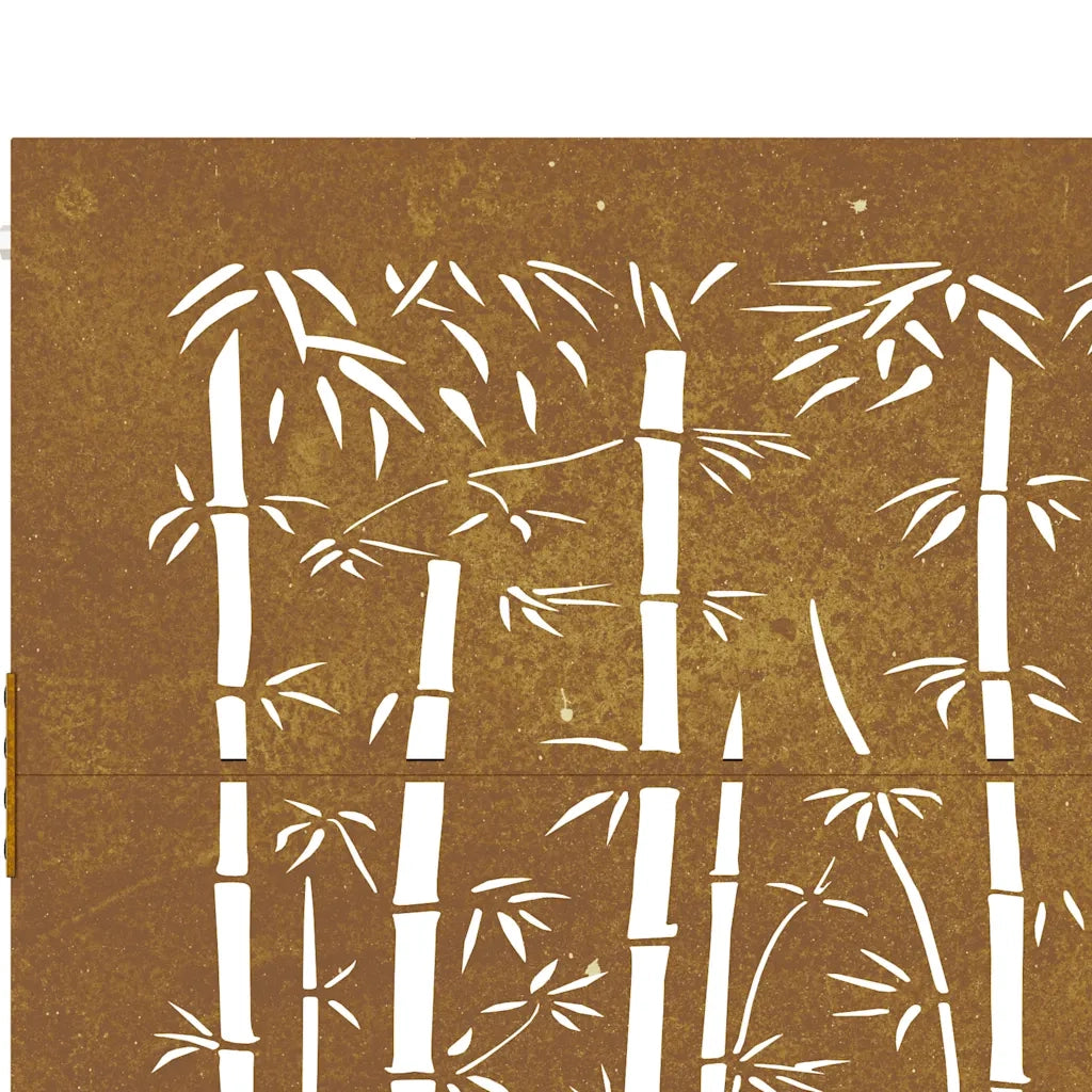 Cancello da giardino 100x75 cm in acciaio Corten e design in bambù 153238