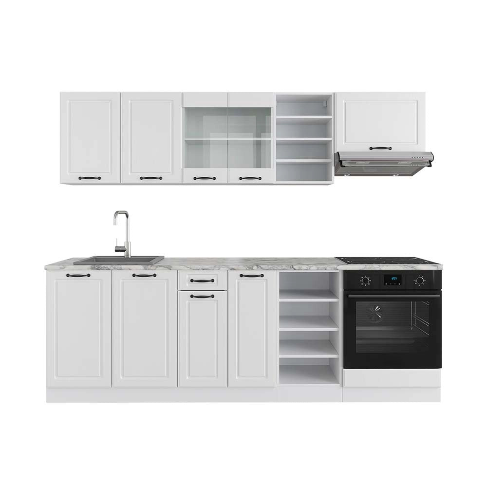 Cucina componibile R-Line Bianco rustico/Bianco 240 cm senza piano di lavoro Vicco