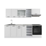 Cucina componibile R-Line Bianco rustico/Bianco 240 cm senza piano di lavoro Vicco