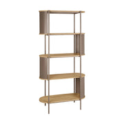 Libreria in metallo curvato e legno a 5 livelli, marrone
