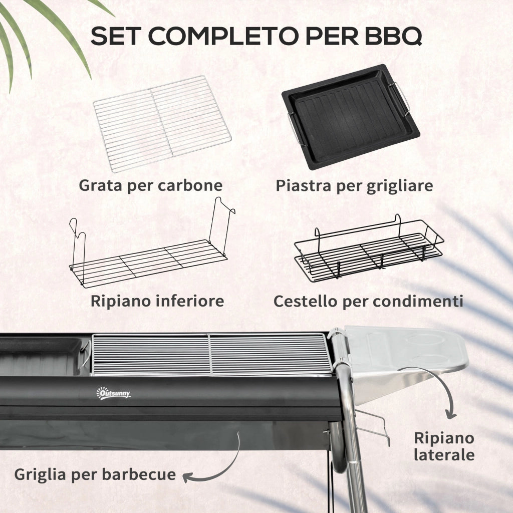Barbecue a Carbonella con Griglia e Piastra ¨C zephmum ¨C Nero 107x63x75cm