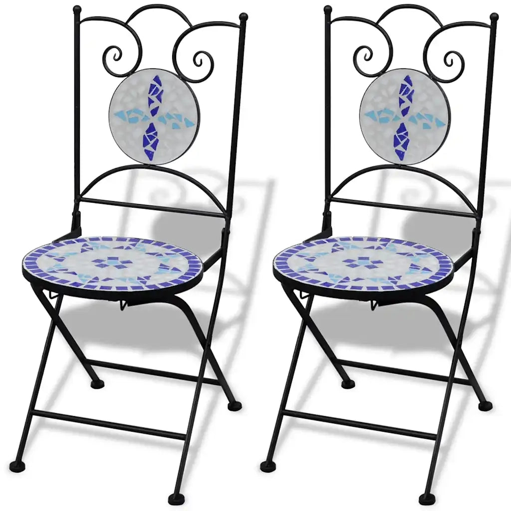 Set da Bistrot 3 pz in Piastrelle di Ceramica Blu e Bianco 271771