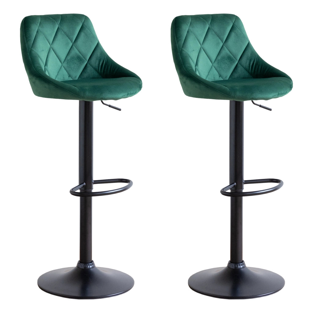 Set di 2 sgabelli da bar in velluto verde ROBIN