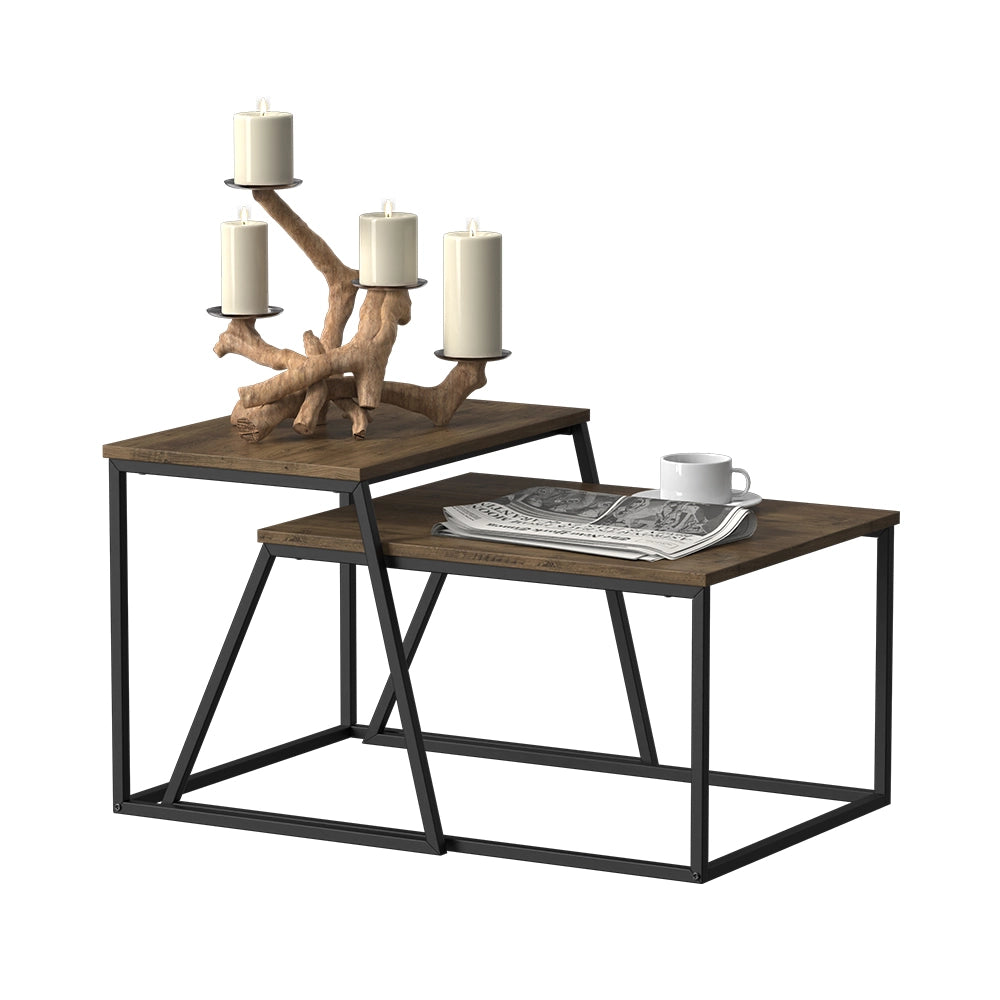 Vicco Tavolino da divano Rovere rustico/nero 60 x 50 cm 2 parti