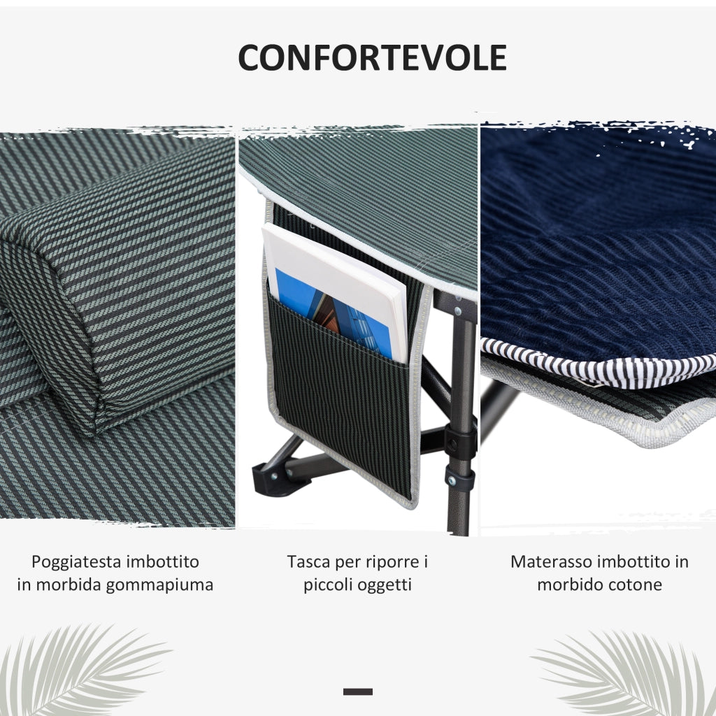 Letto Pieghevole per Adulti con Cuscino ¨C zephmum ¨C Blu 188x64.5x53 cm
