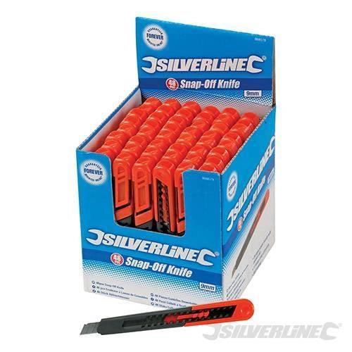 3 pacchi di taglierini con espositore da 48 pezzi ognuno silverline con lama da 9 mm