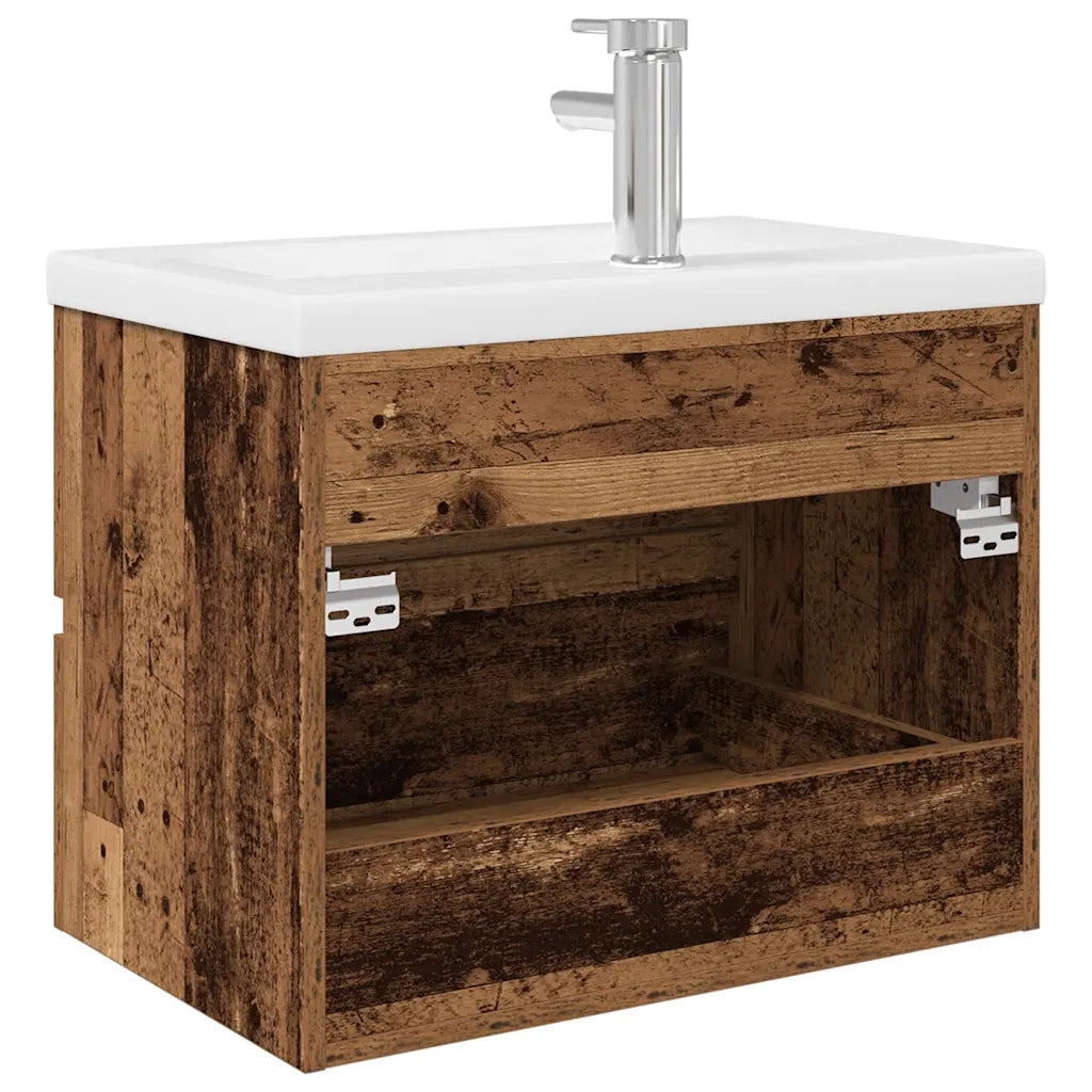 Mobile da Bagno con Lavabo Integrato e Rubinetto-Armadietto da bagno con Lavandino Legno Antico 872929