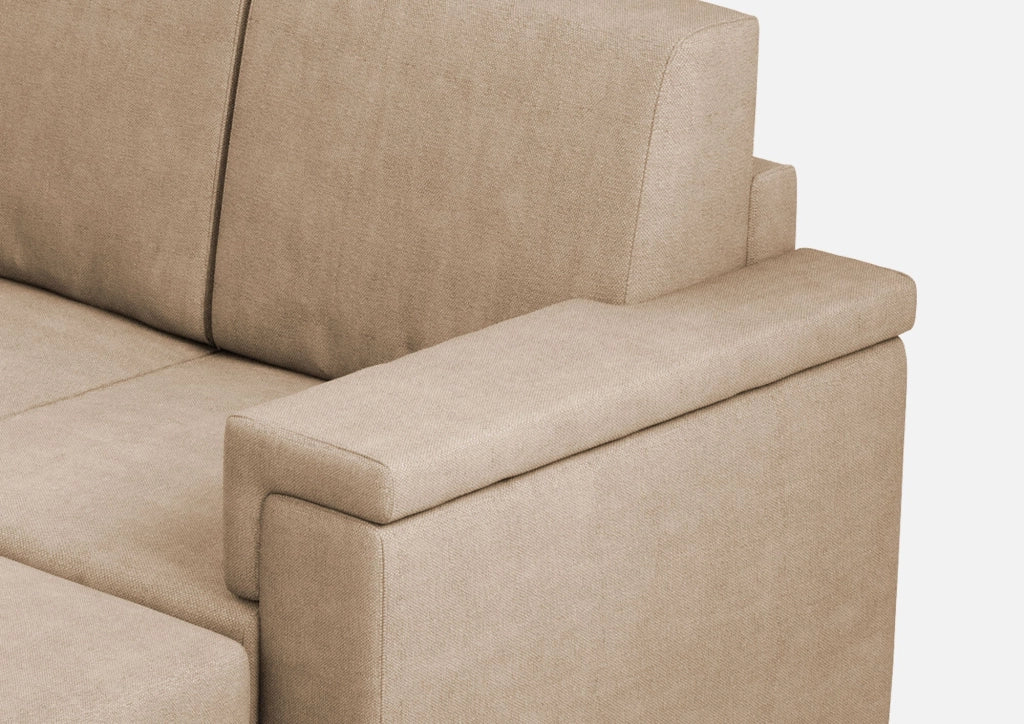 Divano 3 Posti con Pouf 208x155x85 cm Marrak in Tessuto Beige