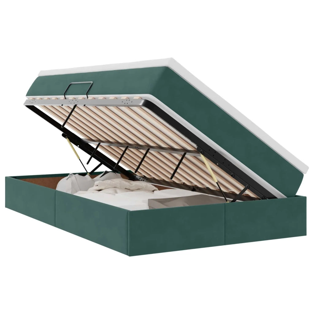 Letto con contenitore e materasso Verde Scuro 120 x 200 cm 3370296