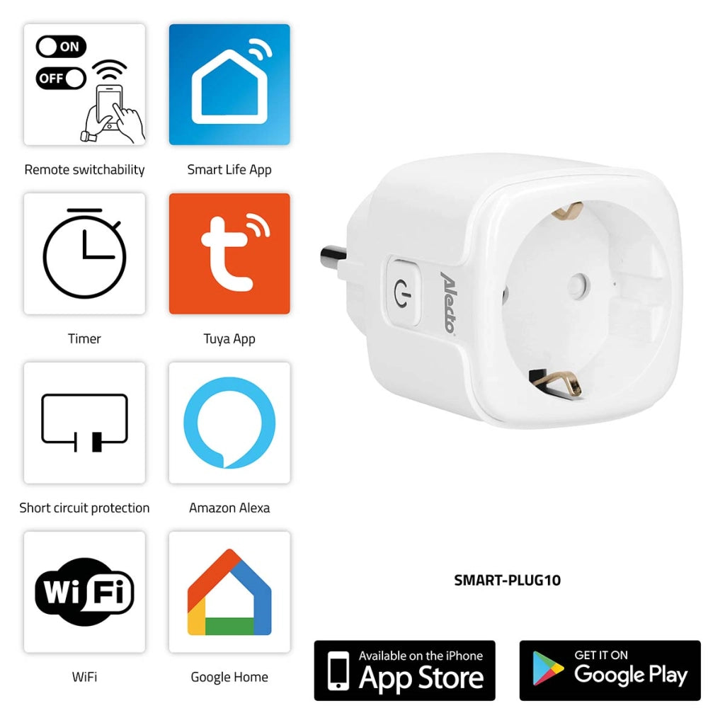 Presa intelligente Wi-Fi SMART-PLUG10 16A 3680W Bianco Alecto