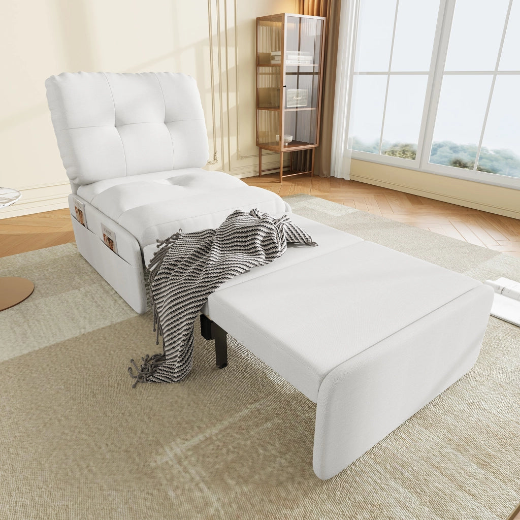 DIVANO LETTO 2 in 1 195x81,5 cm Tessuto bianco con materasso incluso
