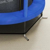 Tappeto Elastico per Bambini 3-6 Anni con Rete di Protezione, 6 Colonne e 3 Ingressi, Ø140x190 cm, Blu e Nero