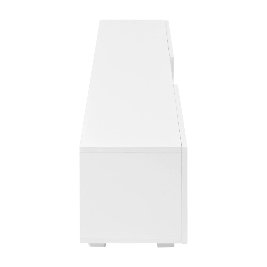 Mobile porta TV con LED controllata da app, 2 ante a ribalta e vano aperto, per soggiorno, bianco, 200 × 30 × 30 cm