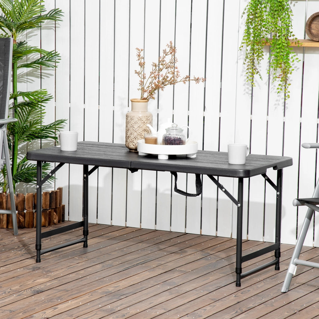 Tavolo da Giardino Pieghevole per 4 Persone con Altezza Regolabile, in Acciaio e HDPE, 118x60x74 cm