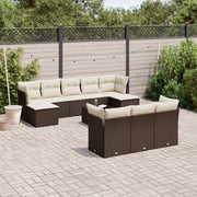 Set Divani da Giardino 11 pz con Cuscini Polyrattan Marrone 3250182