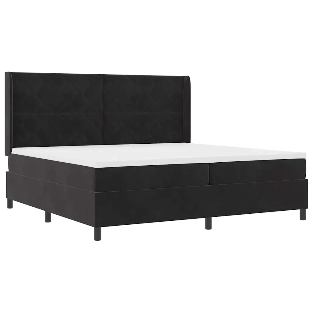 Letto a molle con strisce LED Nero 200 x 200 cm Velluto 3343942