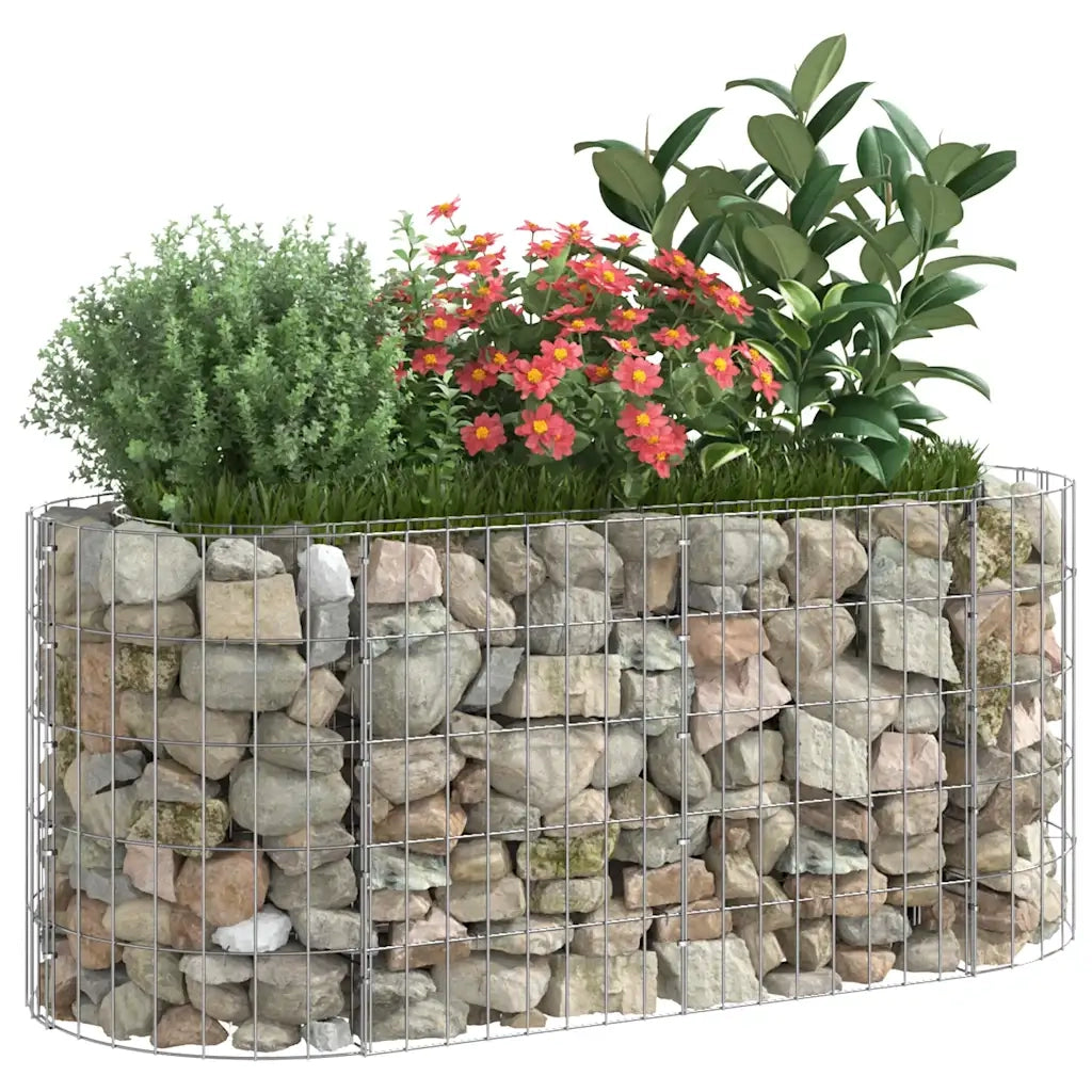 Gabbione con Fioriere | Cassetta per fiori | Letto Rialzato in Acciaio Zincato 120x50x50 cm