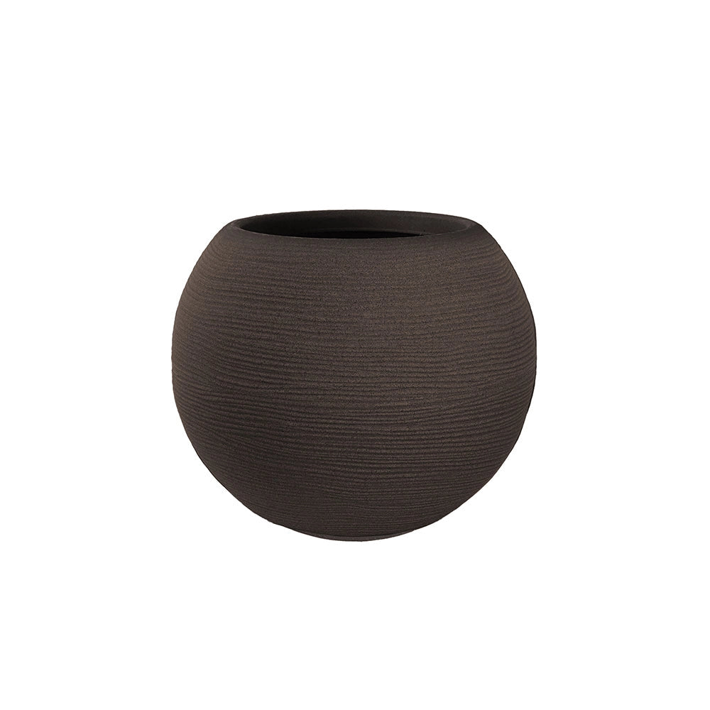 Vaso in resina da esterno interno per piante tondo a sfera di design d.40x33h Botticelli Marrone