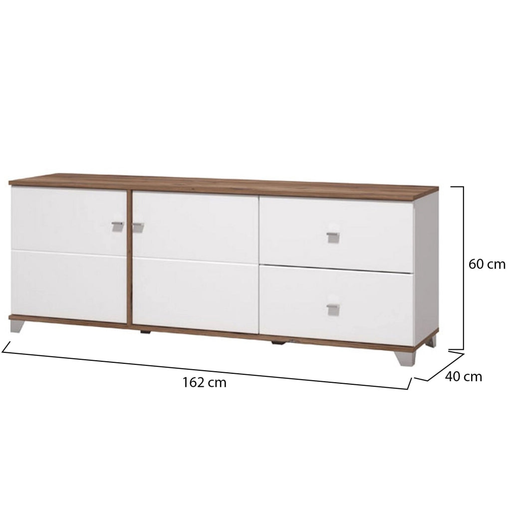Isera, Mobile Porta tv 2 Cassetti, 162x40x59.5h cm Bianco
