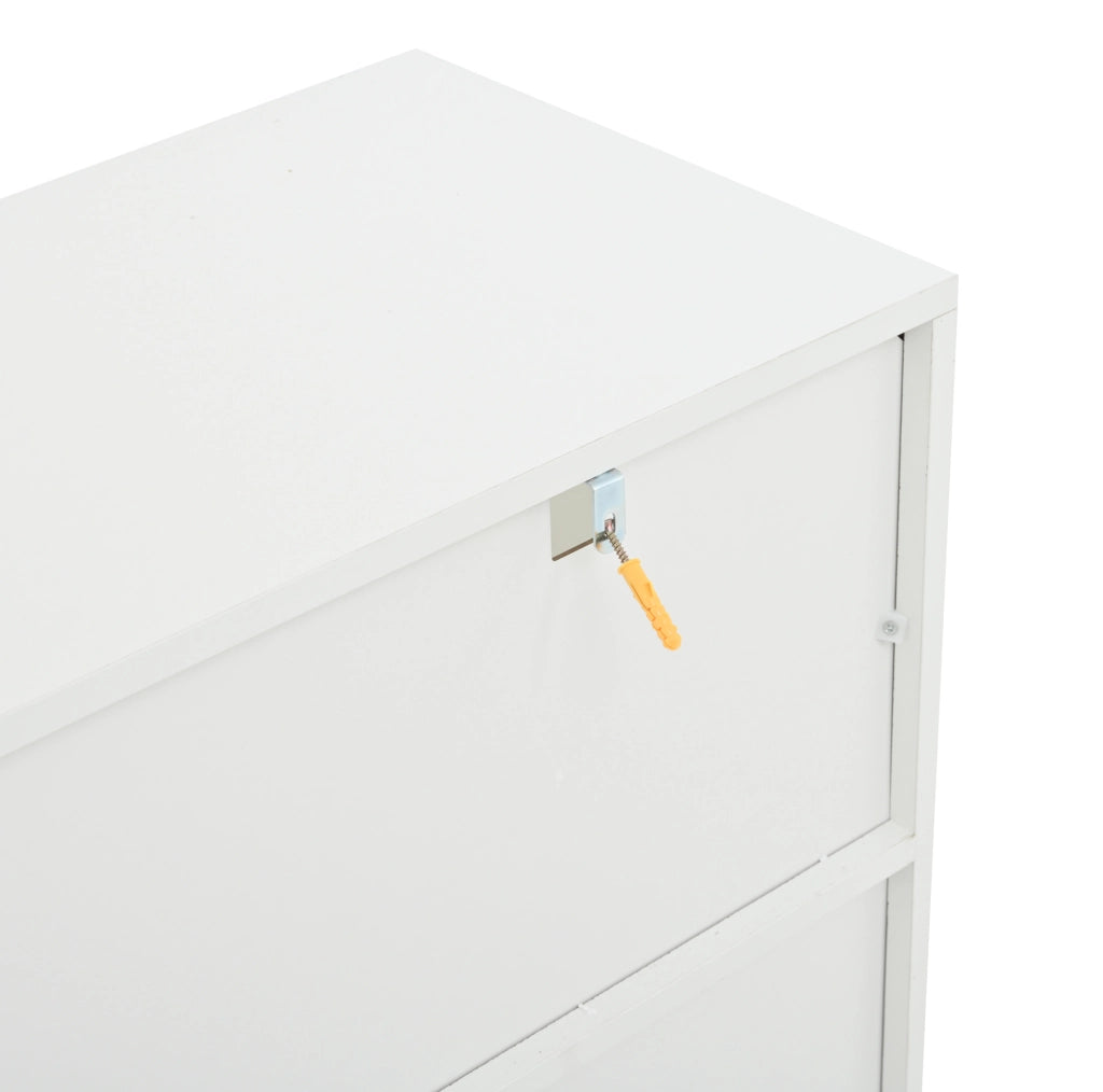 Credenza 155.5x35x72 cm con LED controllabile tramite app in truciolare e vetro bianco
