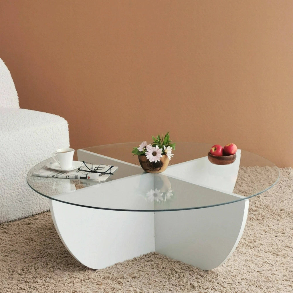 Jolanda, Tavolino da Salotto Forma Circolare, 90x90x30h cm Bianco