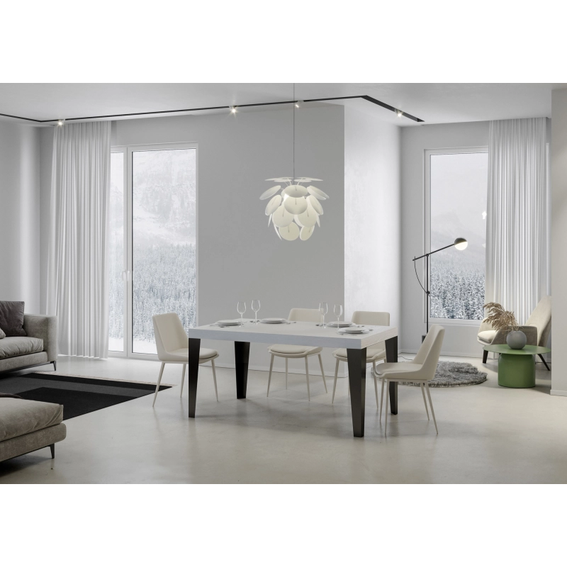 Tavolo allungabile 90x140/244 cm Flame Premium telaio Antracite - Bianco Frassino