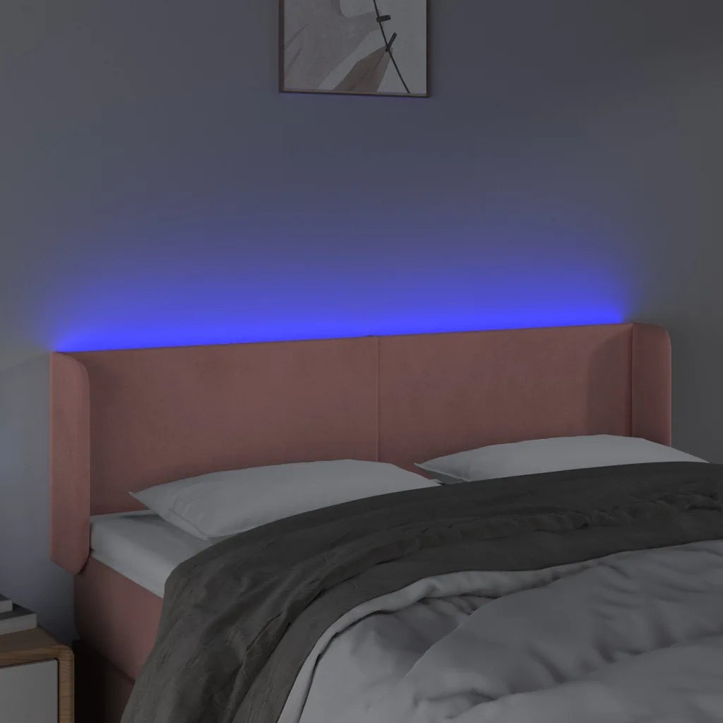 Testiera a LED Rosa 147x16x78/88 cm in Velluto 3123009