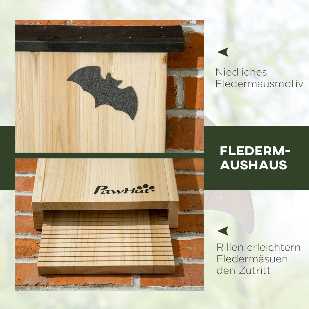 Casetta per pipistrelli 3 pezzi ¨C zephmum ¨C legno di abete trattato, naturale e nero