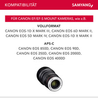 Teleobiettivo fotografico 135mm F2.0 per Canon EF – Full-frame e APS-C Obiettivo fisso con EF/EF-S Mount – Focus manuale – per EOS-1D X Mark III, 6D Mark II, 5D Mark IV